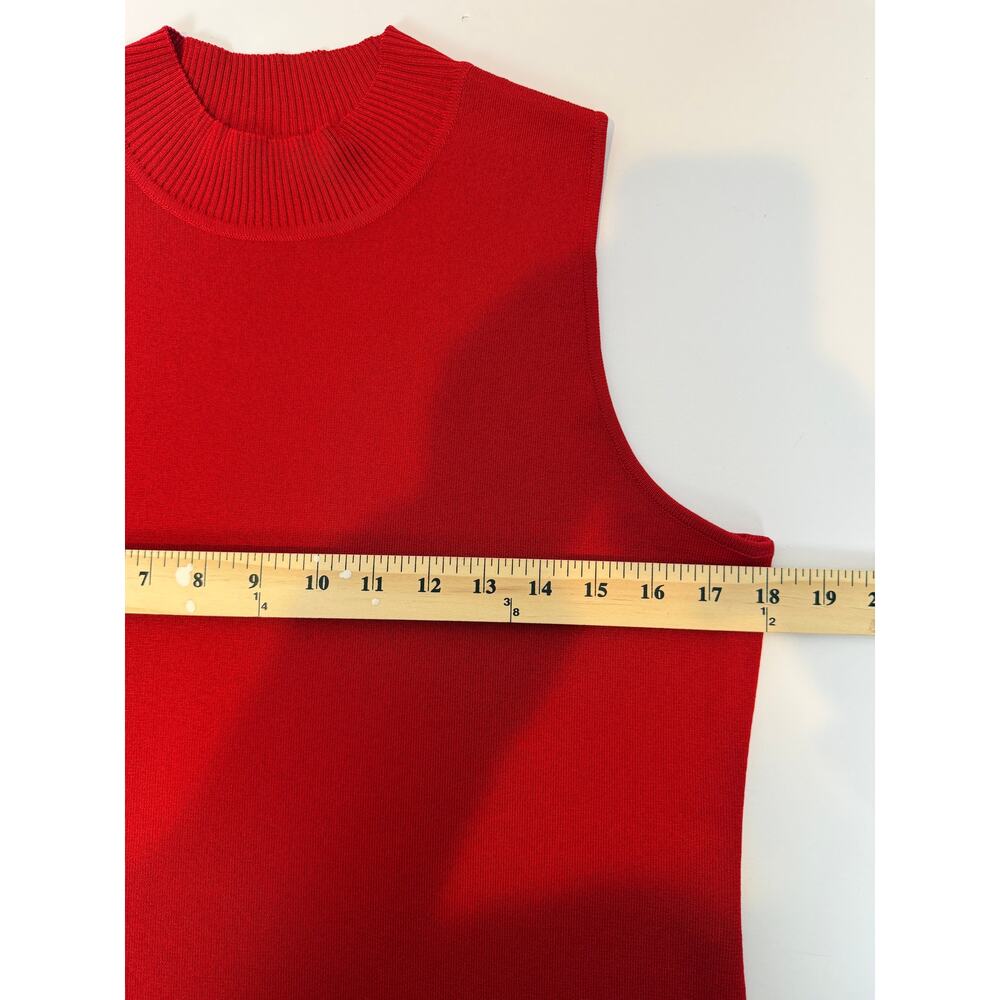 Misook Red Mock Neck Sleeveless Knit Top Side Slit Size M - Picture 5 of 7